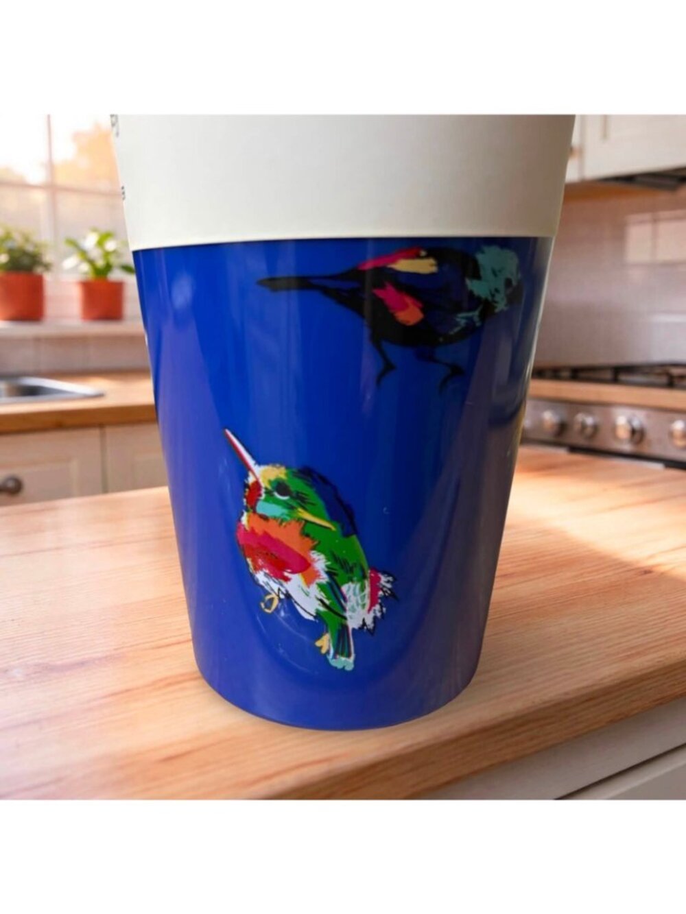 Vera Bradley 24 oz Travel Tumbler Mini Tody Birds Blue Cup Straw NWT Retired - Picture 4 of 6